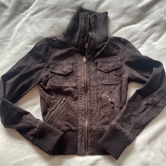 Jackets & Blazers - Vegan Suede Brown Bomber Jacket